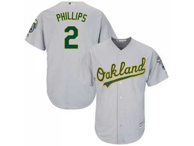 Youth Oakland Athletics #2 Tony Phillips Grey Cool Base Stitched MLB Jersey