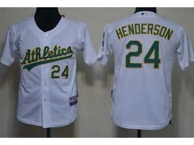 Youth Oakland Athletics #24 Ricky Henderson White Jerseys