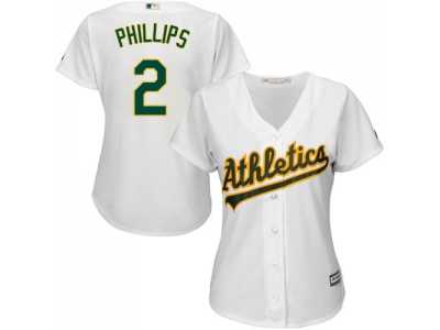 Women's Oakland Athletics #2 Tony Phillips White Home Stitched MLB Jersey