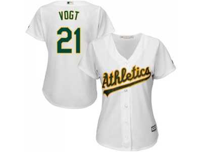 Women's Oakland Athletics #21 Stephen Vogt White Home Stitched MLB Jersey