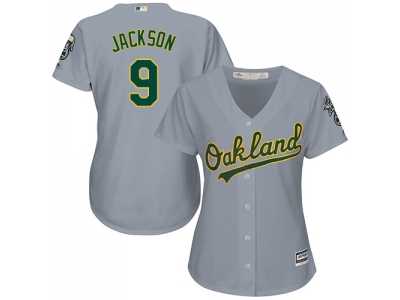 Women's Oakland Athletics #9 Reggie Jackson Grey Road Stitched MLB Jersey