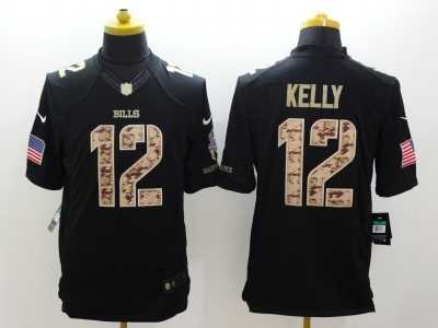 Nike Buffalo Bills #12 Jim Kelly Black Salute to Service Jerseys(Limited)