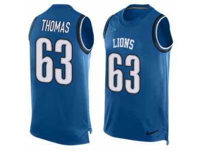 Men's Nike Detroit Lions #63 Brandon Thomas Limited Light Blue Player Name & Number Tank Top NFL Jersey