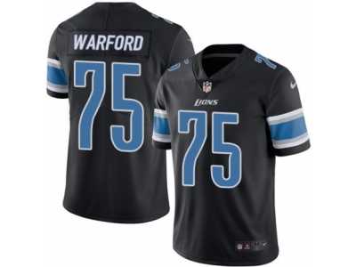 Men's Nike Detroit Lions #75 Larry Warford Limited Black Rush NFL Jersey