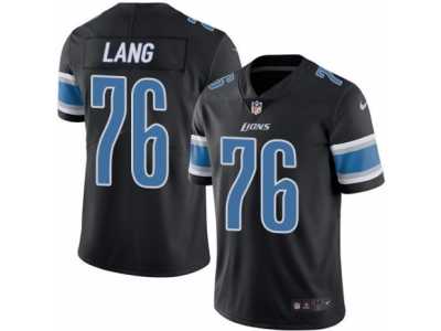Men's Nike Detroit Lions #76 T.J. Lang Limited Black Rush NFL Jersey