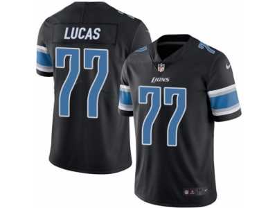 Men's Nike Detroit Lions #77 Cornelius Lucas Limited Black Rush NFL Jersey