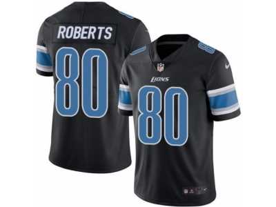 Men's Nike Detroit Lions #80 Michael Roberts Limited Black Rush NFL Jersey