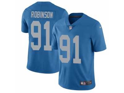 Nike Detroit Lions #91 A'Shawn Robinson Blue Throwback Men's Stitched NFL Limited Jersey