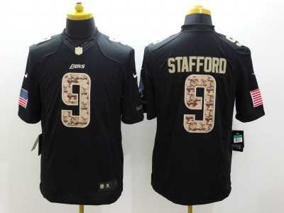 Nike NFL Detroit Lions #9 Matthew Stafford Black Salute to Service Jerseys(Limited)