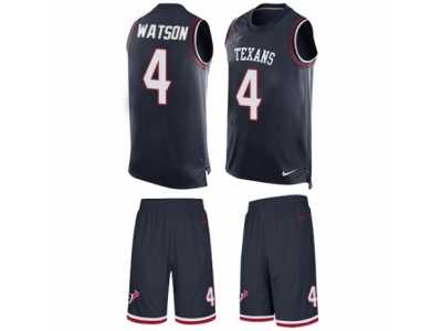 Men's Nike Houston Texans #4 Deshaun Watson Limited Navy Blue Tank Top Suit NFL Jersey