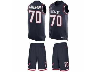Men's Nike Houston Texans #70 Julien Davenport Limited Navy Blue Tank Top Suit NFL Jersey