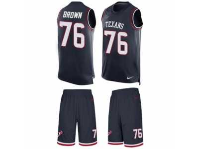 Men's Nike Houston Texans #76 Duane Brown Limited Navy Blue Tank Top Suit NFL Jersey