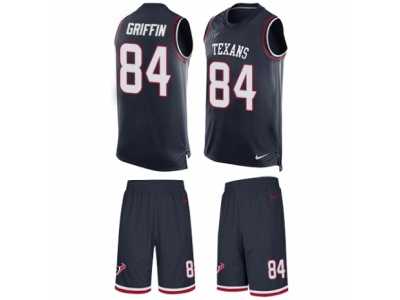 Men's Nike Houston Texans #84 Ryan Griffin Limited Navy Blue Tank Top Suit NFL Jersey