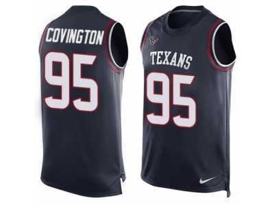 Men's Nike Houston Texans #95 Christian Covington Limited Navy Blue Player Name & Number Tank Top NFL Jersey