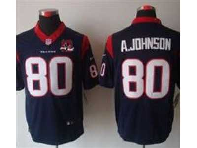 Nike NFL Houston Texans #80 Andre Johnson Blue Jerseys W 10th Patch(Limited)