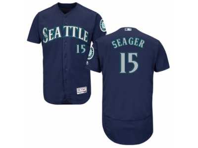 Men's Majestic Seattle Mariners #15 Kyle Seager Navy Blue Flexbase Authentic Collection MLB Jersey