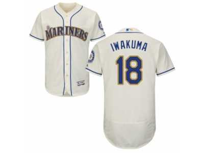 Men's Majestic Seattle Mariners #18 Hisashi Iwakuma Cream Flexbase Authentic Collection MLB Jersey