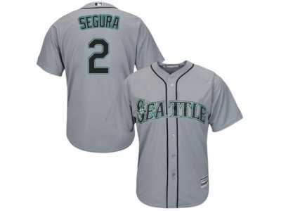 Men's Majestic Seattle Mariners #2 Jean Segura Replica Grey Road Cool Base MLB Jersey