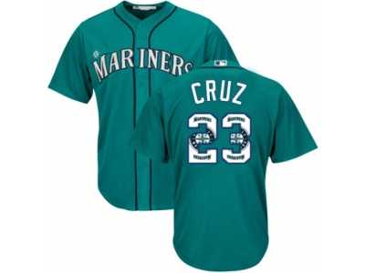 Men's Majestic Seattle Mariners #23 Nelson Cruz Authentic Teal Green Team Logo Fashion Cool Base MLB Jersey