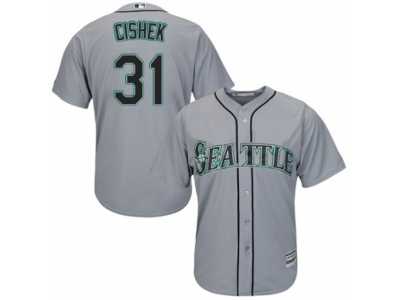 Men's Majestic Seattle Mariners #31 Steve Cishek Authentic Grey Road Cool Base MLB Jersey