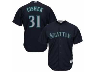 Men's Majestic Seattle Mariners #31 Steve Cishek Authentic Navy Blue Alternate 2 Cool Base MLB Jersey