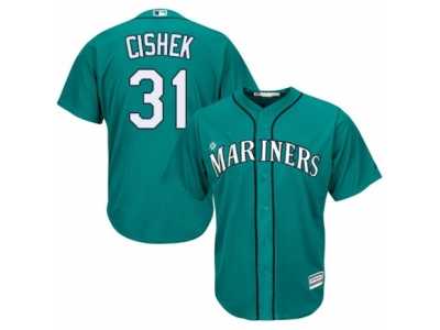 Men's Majestic Seattle Mariners #31 Steve Cishek Authentic Teal Green Alternate Cool Base MLB Jersey