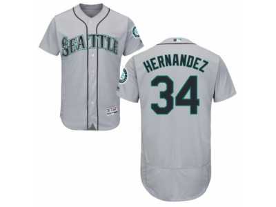 Men's Majestic Seattle Mariners #34 Felix Hernandez Grey Flexbase Authentic Collection MLB Jersey