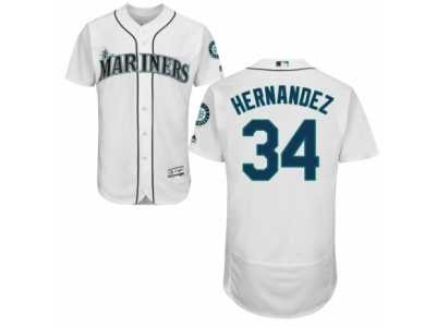 Men's Majestic Seattle Mariners #34 Felix Hernandez White Flexbase Authentic Collection MLB Jersey