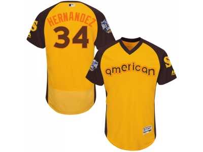 Men's Majestic Seattle Mariners #34 Felix Hernandez Yellow 2016 All-Star American League BP Authentic Collection Flex Base MLB Jersey