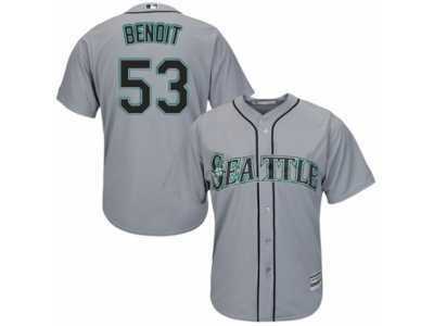 Men's Majestic Seattle Mariners #53 Joaquin Benoit Authentic Grey Road Cool Base MLB Jersey