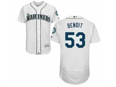 Men's Majestic Seattle Mariners #53 Joaquin Benoit White Flexbase Authentic Collection MLB Jersey