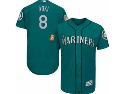 Men's Majestic Seattle Mariners #8 Norichika Aoki Teal Green Flexbase Authentic Collection MLB Jersey