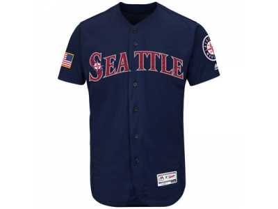 Men's Seattle Mariners Blank Navy Blue Stitched 2016 Fashion Stars & Stripes Flex Base Baseball Jersey