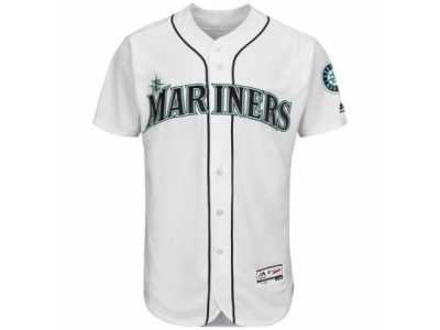 Men's Seattle Mariners Majestic Home Blank White Flex Base Authentic Collection Team Jersey