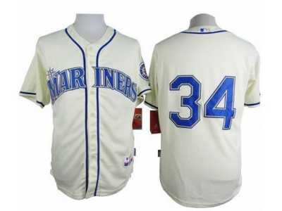 Mlb Seattle Mariners #34 Felix Hernandez Cream Alternate Cool Base Stitched Baseball Jerseys