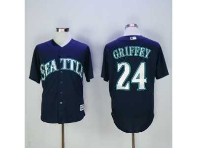 Seattle Mariners #24 Ken Griffey Navy blue New Cool Base 2016 Hall Of Fame Patch Stitched MLB Jersey