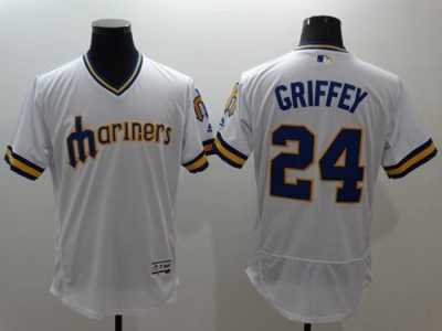 Seattle Mariners #24 Ken Griffey White Flexbase Authentic Collection Cooperstown Stitched MLB Jersey