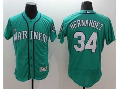 Seattle Mariners #34 Felix Hernandez Green Flexbase Authentic Collection Stitched Baseball Jersey