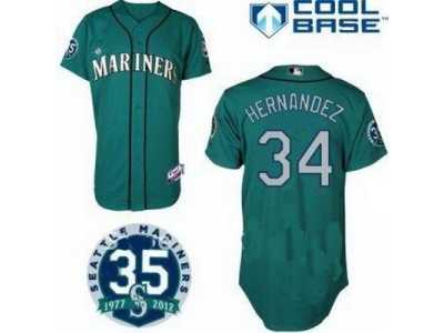 mlb Seattle Mariners #34 Hernandez green[35th Anniversary]