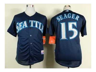 mlb jerseys seattle mariners #15 seager dk.blue[2014 new]