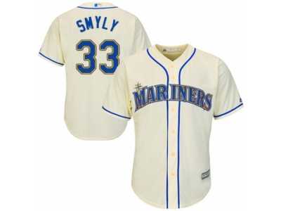 Youth Majestic Seattle Mariners #33 Drew Smyly Authentic Cream Alternate Cool Base MLB Jersey