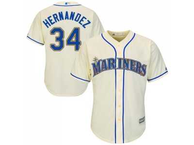 Youth Seattle Mariners #34 Felix Hernandez Cream Cool Base Stitched MLB Jersey