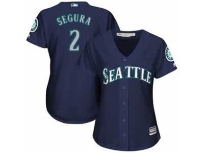 Women's Majestic Seattle Mariners #2 Jean Segura Authentic Navy Blue Alternate 2 Cool Base MLB Jersey