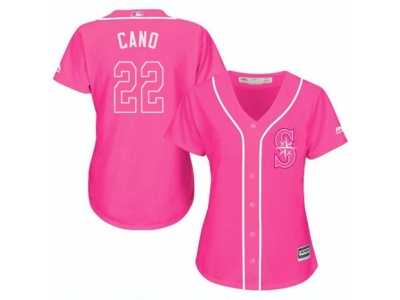 Women's Majestic Seattle Mariners #22 Robinson Cano Replica Pink Fashion Cool Base MLB Jersey