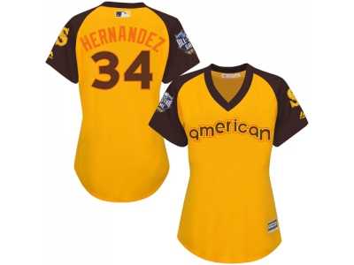 Women's Majestic Seattle Mariners #34 Felix Hernandez Authentic Yellow 2016 All-Star American League BP Cool Base MLB Jersey