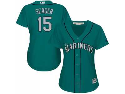 Women's Seattle Mariners #15 Kyle Seager Green Alternate Stitched MLB Jersey