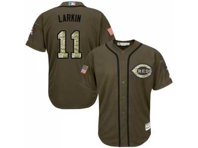 Cincinnati Reds #11 Barry Larkin Green Salute to Service Stitched Baseball Jersey