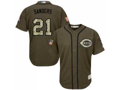 Cincinnati Reds #21 Reggie Sanders Green Salute to Service Stitched Baseball Jersey