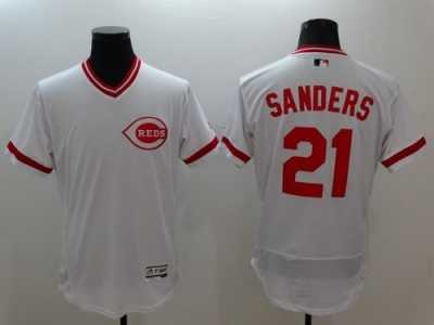 Cincinnati Reds #21 Reggie Sanders White Flexbase Authentic Collection Cooperstown Stitched MLB Jersey