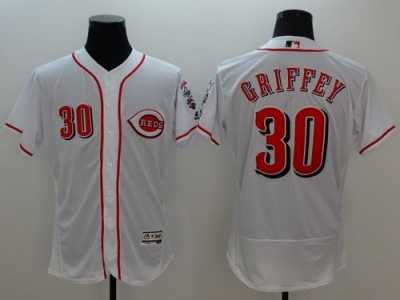 Cincinnati Reds #30 Ken Griffey White Flexbase Authentic Collection Stitched MLB Jersey